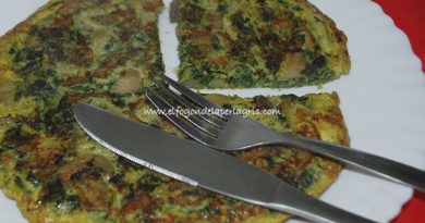 Tortilla de espinacas y champiñones