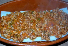 carne de la lasaña a capas