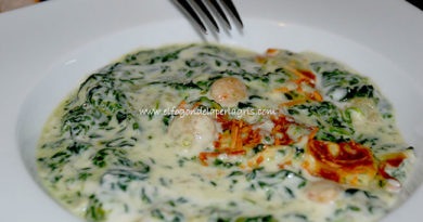 Espinacas a la crema con gambas
