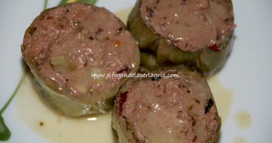 Alcachofas rellenos con jamón y queso
