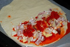 Relleno de la calzone de bacon y huevo