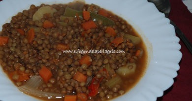 Lentejas estofadas con verduras.