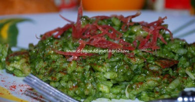 Arroz verde con bacon