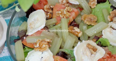 Ensalada de pencas de acelga con queso de cabra