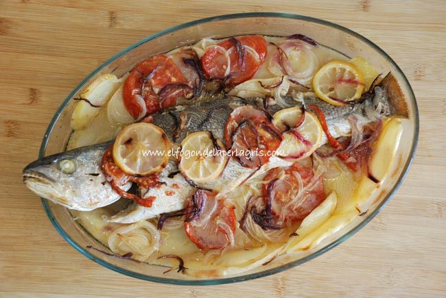 Lubina al horno con patatas