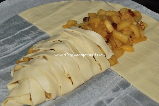 Rellenamos la trenza de hojaldre