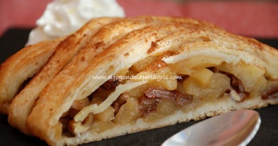Trenza de hojaldre con manzanas, nueces y pasas