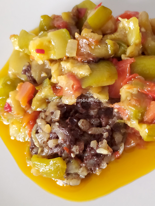 Morcilla de Burgos con pisto